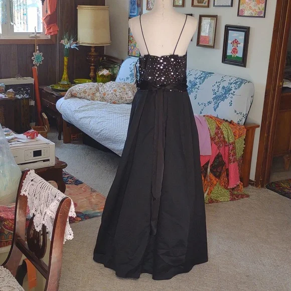 NOS JUMP APPAREL black Tool Sequence Sash Full Length Formal Dress Plus Sz 18W - Picture 5 of 12